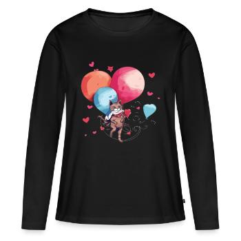 Mina la chatte aux ballons - T-shirt manches longues Premium bio Femme - noir - Devant - Julia (174cm)
