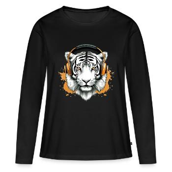 Chark le tigre audiophile - T-shirt manches longues Premium bio Femme - noir - Devant - Julia (174cm)