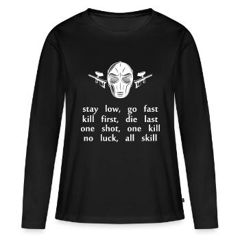 Paintball Airsoft - T-shirt manches longues Premium bio Femme - noir - Devant - Julia (174cm)