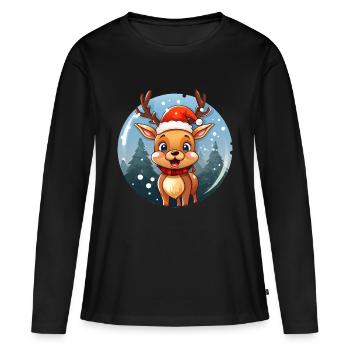 Niedliches Rentier - Frauen Premium Bio Langarmshirt - Schwarz - Vorne - Julia (174cm)