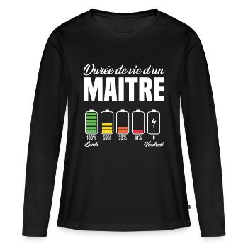 Maitre D'école Pour Fin D'année Scolaire - T-shirt manches longues Premium bio Femme - noir - Devant - Julia (174cm)