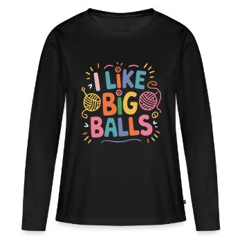Knitting humor with cheeky charm - Women's Premium Organic Long Sleeve Shirt - black - Front - Julia (174cm)