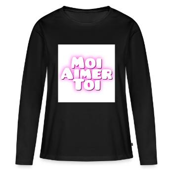 Moi aimer toi - T-shirt manches longues Premium bio Femme - noir - Devant - Julia (174cm)