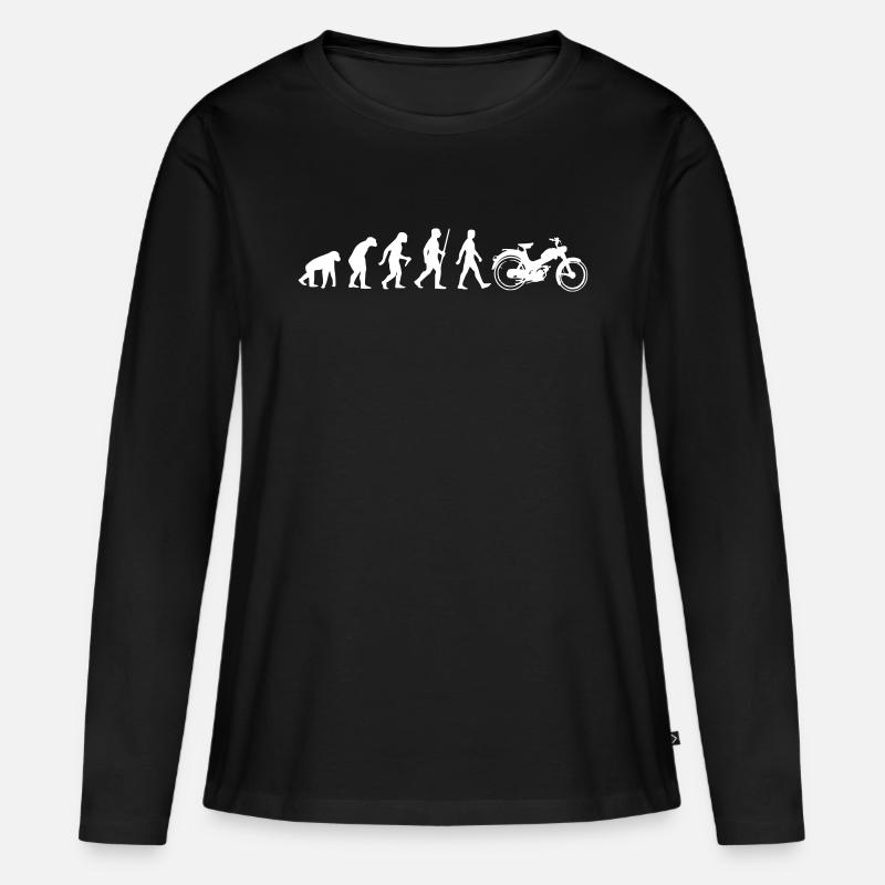 Mofa mv 50 lustiges Evolution Shirt Oldtimer - Frauen Premium Bio Langarmshirt - Schwarz