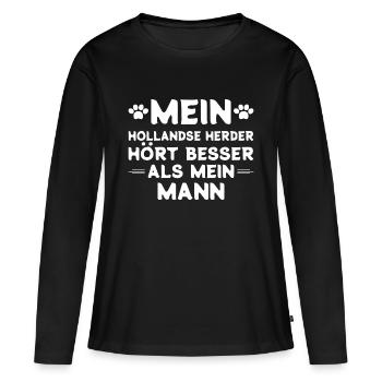 Hollandse Herder Ehemann - Frauen Premium Bio Langarmshirt - Schwarz - Vorne - Julia (174cm)