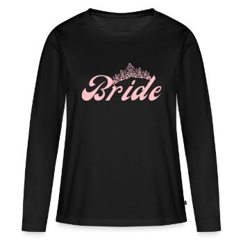Bride Krone - Bride to be - JGA Premium Shop - Frauen Premium Bio Langarmshirt - Schwarz - Vorne - Julia (174cm)