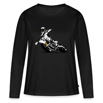 Supermoto - Supermotard - Frauen Premium Bio Langarmshirt - Schwarz - Vorne - Julia (174cm)