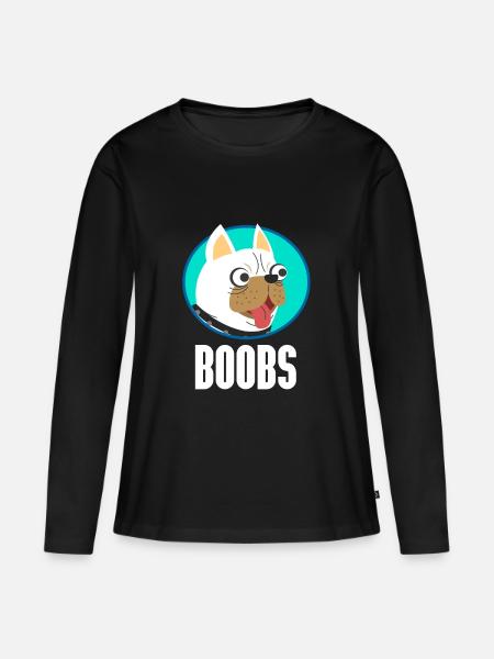 Boobs - Hund - Frauen Premium Bio Langarmshirt - Schwarz