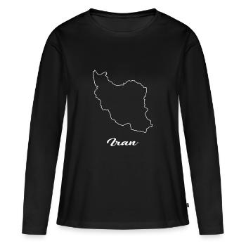 Iran carte carte - T-shirt manches longues Premium bio Femme - noir - Devant - Julia (174cm)