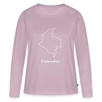 Carte de la Colombie carte - T-shirt manches longues Premium bio Femme - rose poudré - Devant - Julia (174cm)