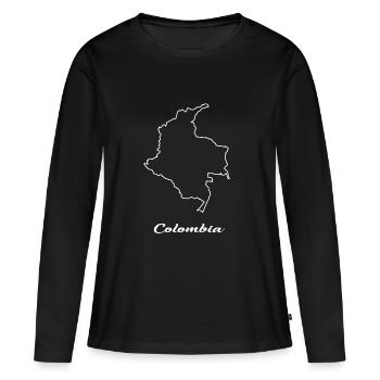 Carte de la Colombie carte - T-shirt manches longues Premium bio Femme - noir - Devant - Julia (174cm)
