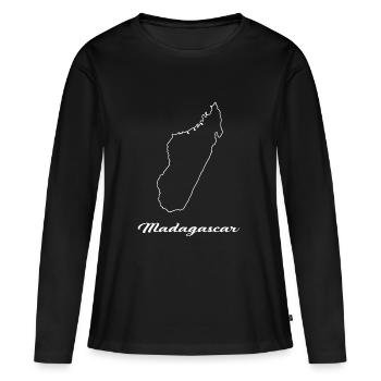 Madagascar carte carte - T-shirt manches longues Premium bio Femme - noir - Devant - Julia (174cm)