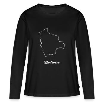 Bolivie carte carte - T-shirt manches longues Premium bio Femme - noir - Devant - Julia (174cm)