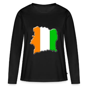 Carte de drapeau de la Côte d'Ivoire - T-shirt manches longues Premium bio Femme - noir - Devant - Julia (174cm)