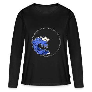 Bateau Origami - Bateau Origami - T-shirt manches longues Premium bio Femme - noir - Devant - Julia (174cm)