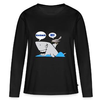 Coucou - requin - T-shirt manches longues Premium bio Femme - noir - Devant - Julia (174cm)