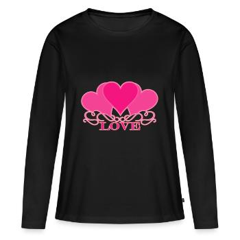 Amour - mon amour - T-shirt manches longues Premium bio Femme - noir - Devant - Julia (174cm)