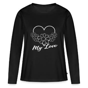 Amour - mon amour - T-shirt manches longues Premium bio Femme - noir - Devant - Julia (174cm)