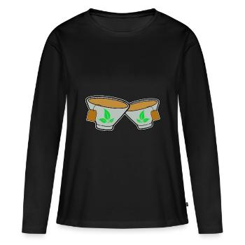 Thé vert - T-shirt manches longues Premium bio Femme - noir - Devant - Julia (174cm)