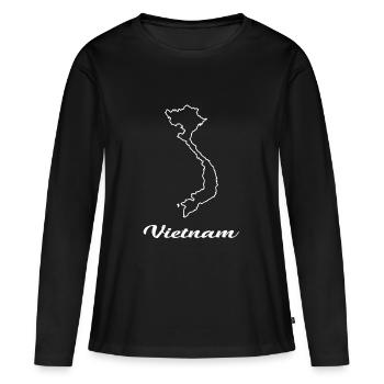 Carte de la carte du Vietnam - T-shirt manches longues Premium bio Femme - noir - Devant - Julia (174cm)