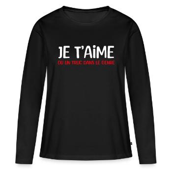 je t'aime ou un truc dans le genre - T-shirt manches longues Premium bio Femme - noir - Devant - Julia (174cm)