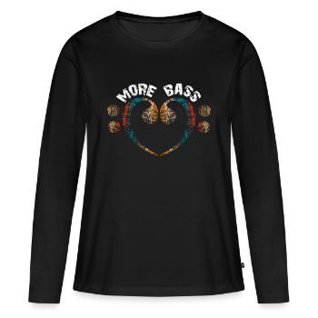Plus de basses s’il vous plaît, grosse clé de fa - T-shirt manches longues Premium bio Femme - noir - Devant - Julia (174cm)