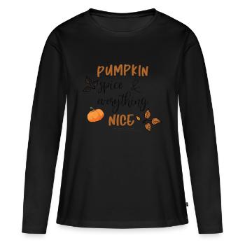 Pumpkin Spice - Frauen Premium Bio Langarmshirt - Schwarz - Vorne - Julia (174cm)