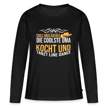Die coolste Oma kocht und tanzt Line Dance - Frauen Premium Bio Langarmshirt - Schwarz - Vorne - Julia (174cm)