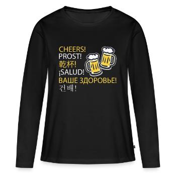 Bravo Prost - T-shirt manches longues Premium bio Femme - noir - Devant - Julia (174cm)