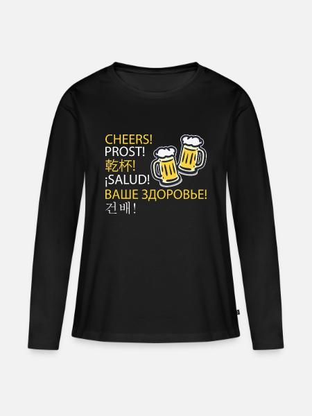 Cheers Prost - Frauen Premium Bio Langarmshirt - Schwarz