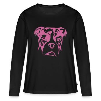 Bulldog - Frauen Premium Bio Langarmshirt - Schwarz - Vorne - Julia (174cm)