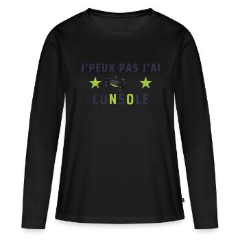 J peux pas j ai console - T-shirt manches longues Premium bio Femme - noir - Devant - Julia (174cm)