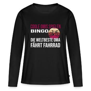 Die weltbeste Oma fährt Fahrrad. - Frauen Premium Bio Langarmshirt - Schwarz - Vorne - Julia (174cm)
