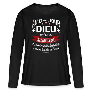 ALSACIENS Alsace - T-shirt manches longues Premium bio Femme - noir - Devant - Julia (174cm)
