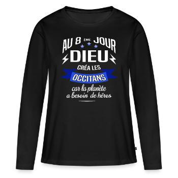 Les occitans - T-shirt manches longues Premium bio Femme - noir - Devant - Julia (174cm)