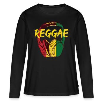 Reggae musique casque - T-shirt manches longues Premium bio Femme - noir - Devant - Julia (174cm)