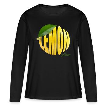 Lemon Lover - die Liebe zur sauren Frucht - Frauen Premium Bio Langarmshirt - Schwarz - Vorne - Julia (174cm)