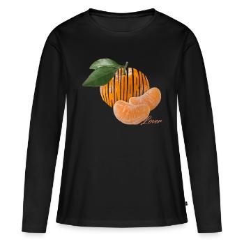 Mandarin Lover - Das Obst mit den süßen Kammern - Frauen Premium Bio Langarmshirt - Schwarz - Vorne - Julia (174cm)