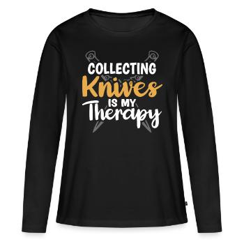 Couteau de boucher Couteau Collectionneur de couteaux - T-shirt manches longues Premium bio Femme - noir - Devant - Julia (174cm)