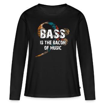 La basse est le bacon de la musique - Clef de basse - T-shirt manches longues Premium bio Femme - noir - Devant - Julia (174cm)