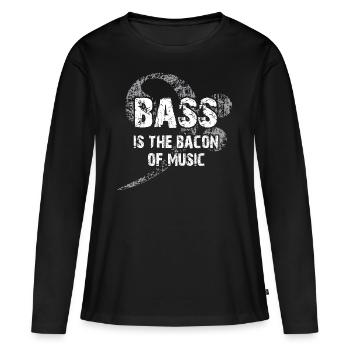 La basse est le bacon de la musique - Clef de basse - T-shirt manches longues Premium bio Femme - noir - Devant - Julia (174cm)