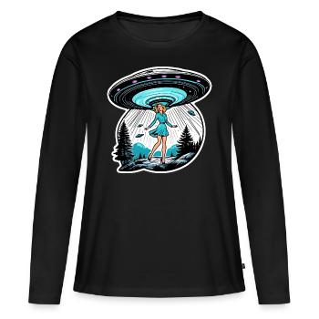 Une femme craintive est enlevée par des ovnis - T-shirt manches longues Premium bio Femme - noir - Devant - Julia (174cm)