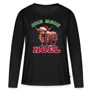 Joie Meuh Noël Cadeau Humoristique Vache Noël - T-shirt manches longues Premium bio Femme - noir - Devant - Julia (174cm)