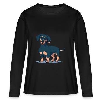 Chien de toit - T-shirt manches longues Premium bio Femme - noir - Devant - Julia (174cm)