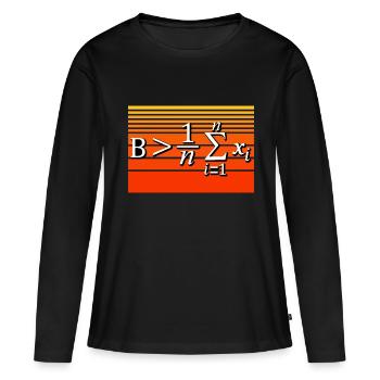 Jeu de mots mathématique - Soyez supérieur à la moyenne - T-shirt manches longues Premium bio Femme - noir - Devant - Julia (174cm)