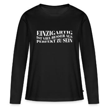 L’unicité vaut mieux que la perfection - T-shirt manches longues Premium bio Femme - noir - Devant - Julia (174cm)
