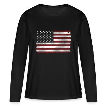 Drapeau américain - T-shirt manches longues Premium bio Femme - noir - Devant - Julia (174cm)