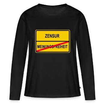 Censure - Liberté d’expression - T-shirt manches longues Premium bio Femme - noir - Devant - Julia (174cm)