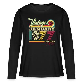 Born 1977 January 46th birthday Gift man - Women's Premium Organic Long Sleeve Shirt - black - Front - Julia (174cm)