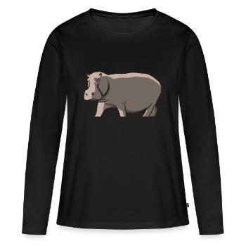 Hippopotame Hippopotame Hippopotame Cadeau - T-shirt manches longues Premium bio Femme - noir - Devant - Julia (174cm)